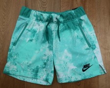 Nike Girl French Terry Shorts with Pockets  Green, White  Black 