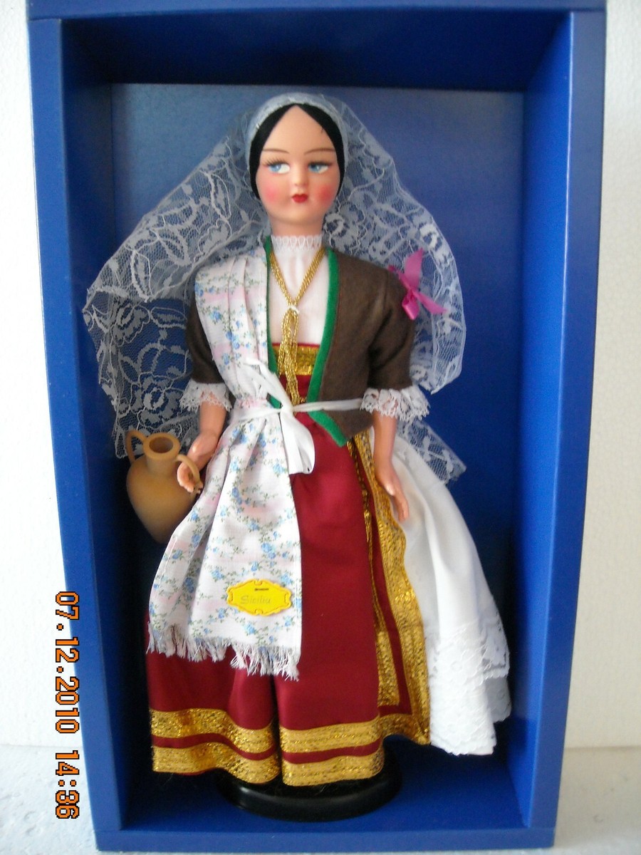 BAMBOLA CM 40 DIPINTA A MANO SICILIA VELO EROS ANNI '70