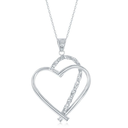 Sterling Silver Diamond-Cut Half Heart 