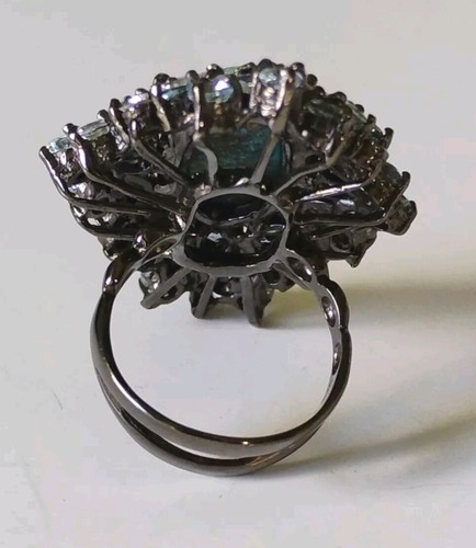 Genuine stabilized Turquoise,Tanzanite,Aquamarine Ring 925 Sterling black... - Picture 6 of 11