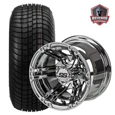 10" Yukon Mirror Golf Cart Wheels and Tires Combo (205/65-10) Set of 4