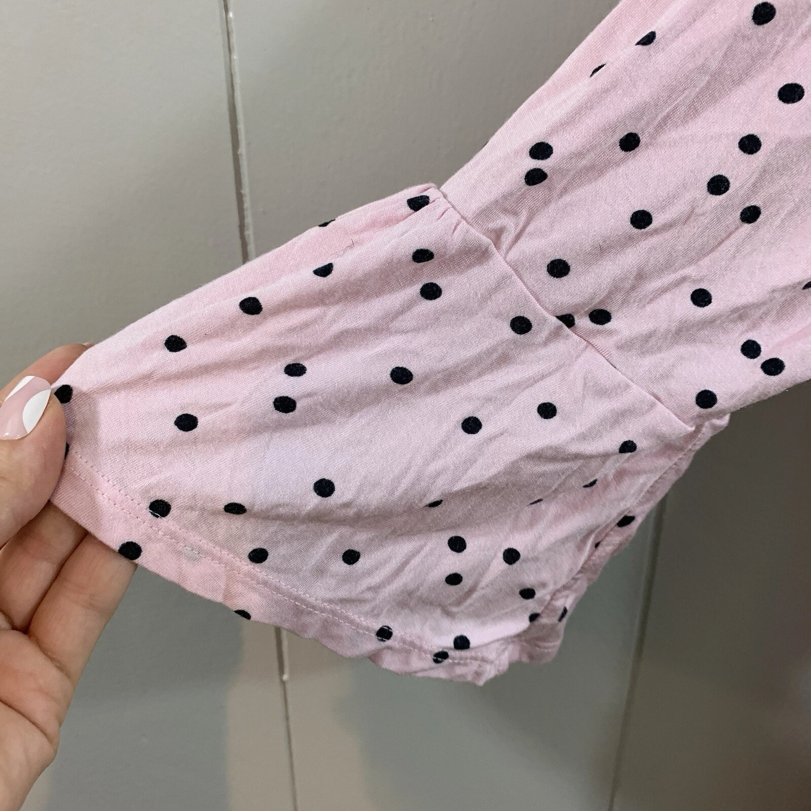 Abito maglietta Kate Spade rosa nero a pois manica a campana lunghezza ginocchio S