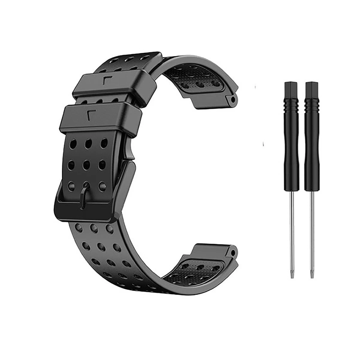 Silicone Watch Band Wristwatch Strap Black Belt for Garmin