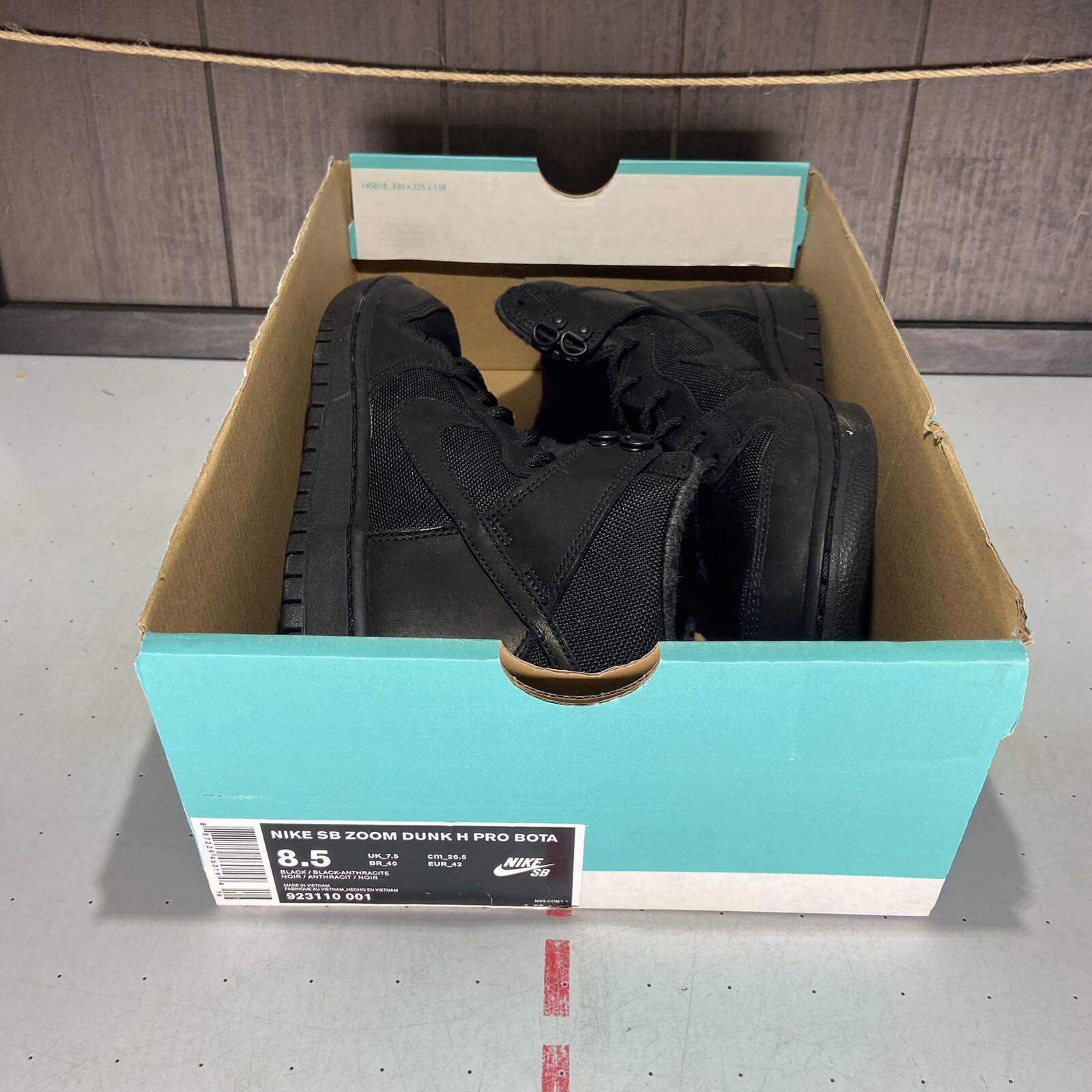 nike sb dunk high bota triple black