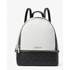 Michael Kors Rhea Medium Color-Block Signature Logo Backpack Optic White Multi