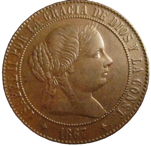 1867 H Italy Copper 10 Centesimi Coin Circulated Very Fine