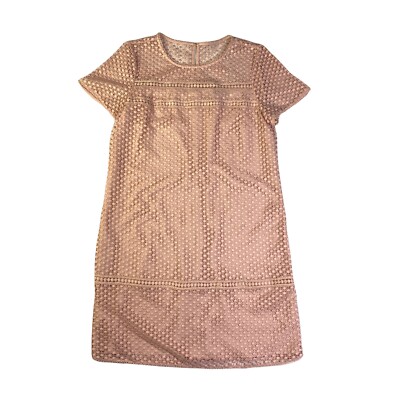 Ann Taylor Blush Light Pink Polka Dot Crochet Lace Shift Dress Short Sleeve  8 | eBay