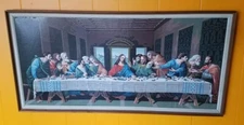  Vintage PBN Paint by Number Framed The Last Supper Craftmaster religious jesus