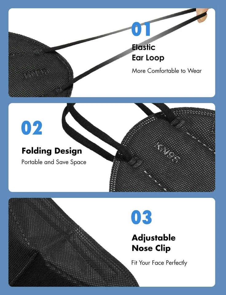 Máscara facial protectora de 5 capas desechable 10/50/100/200 piezas azul KN95 marcas KN95 Foto 4 de 4