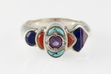 Exquisiter Multi-Stein Sterlingsilber Bandring Gr: 7,75