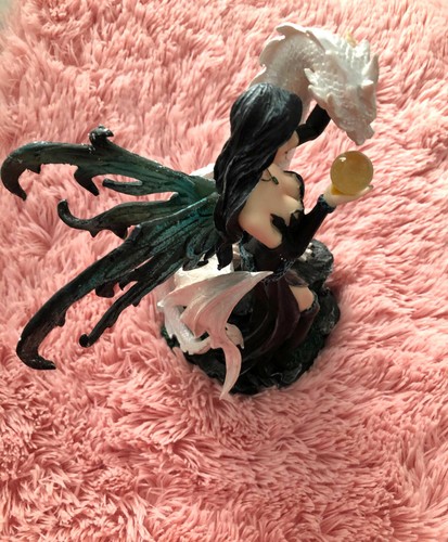 Mystical Abracadabra Magic Medieval Fairy Dragon W / Globe Figurine Resin NIB - Picture 7 of 12