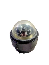 Vintage 70's AIRGUIDE black dash mount marine boat compass, MFG.Chicago