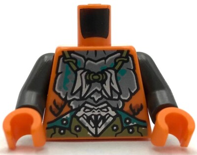 #ad Lego New Orange Torso Silver and Copper Snake Head Breastplate Olive Green Parts $1.99