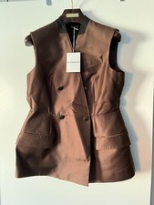 Givenchy Sleeveless Peplum Jacket In Brown