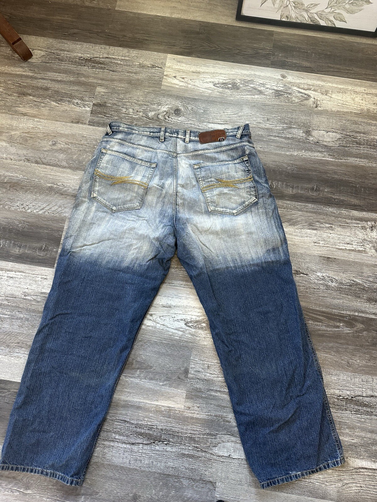 Vintage 90s Phat Farm Baggy Jeans Mens 42x33 Blue Washed Denim Hip Hop Y2K Style