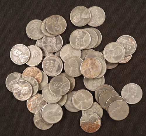 Roll of 49 - 1943-S Lincoln Steel Wheat Cents - F-XF+ Conditions w-Good Details