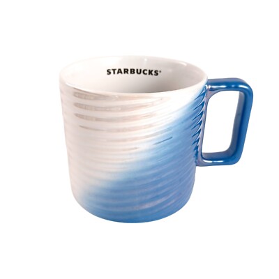 2022 STARBUCKS Blue & White Iridescent Ombre Ribbed Twist Coffee Mug Cup 12  oz | eBay