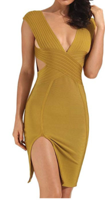 bcbg yellow bodycon dress