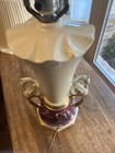 VTG 1940's Jenny Worrall Lamp Ruby Roses Swan Handles Gilded FINIALS Fluted — photo 7