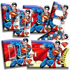 SUPERMAN SUPERHERO LIGHT SWITCH OUTLET WALL PLATE MAN CAVE GAME TV ROOM HD DECOR