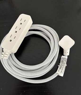 Jasco 10ft Extension Cord Flat Plug 3 Outlets