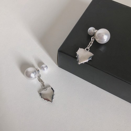 Fashion Women Jewelry Earrings Retro Pearls 3D Heart Tassel Rear Hung Style 1729 - Picture 3 of 6
