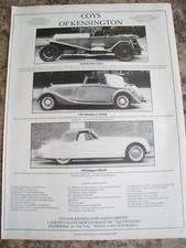 COYS OF KENSINGTON BENTLEY JAG CAR STOCK LIST 1987 ADVERT A4 FILE 12