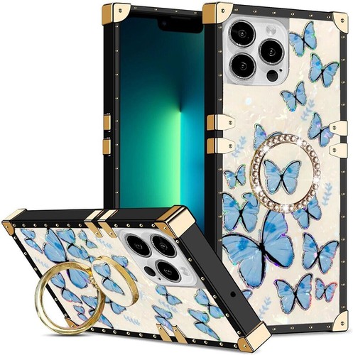 Luxury Ring Butterfly Marble Shell Phone Case For iPhone 11 12 13 14 15 Pro Max - 第 20/23 張圖片