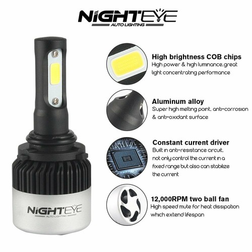 HB3 9005 NIGHTEYE LED KIT 72W 9000LM XENON WHITE HEADLIGHT FOGLIGHT COB LED KIT - Picture 3 of 8
