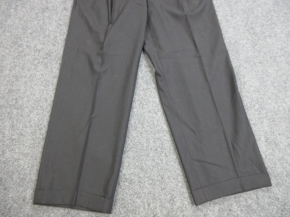 Zanella Pants Mens 32 Gray Slacks Dress Pleated Wool Cuffed Italy 32X29 - Image 2 of 4