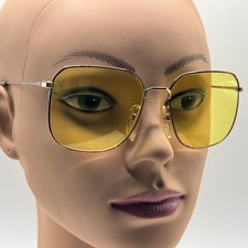 Vintage 1990s Safilo Elasta Mens Thin Square Metal Eyeglass Frames Yellow Lenses