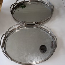 2 Off Laura Ashley Silver Fitzgerald Mirror Trays.