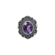 African Amethyst Solid 925 Sterling Silver Ring 7