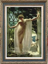 Handmade old master Antique Oil Painting art girl women on canvas 24"X36"