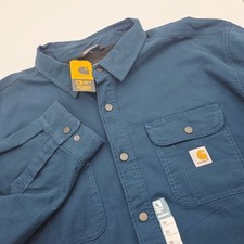 Carhartt Rugged Flex Men 3XL Canvas Fleece-Lined Shacket Blue Relaxed Fit Read