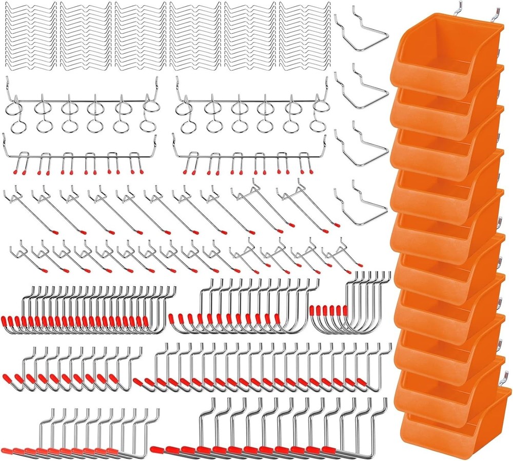 HORUSDY 238-Piece Silver Pegboard Hooks Assortment for Tool Organization