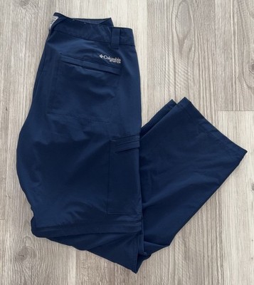 Columbia PFG Convertible Pants Mens 34x30 Zip Off Cargo Navy Blue Hiking Fishing
