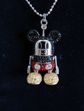 Authentic Swarovski Crystal Mickey Mouse Pendant Necklace Signed 1025000 New