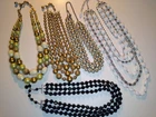 Lot/5 Vintage Multistrand Japan Hong Kong Necklace Milk Glass Graduated Textured