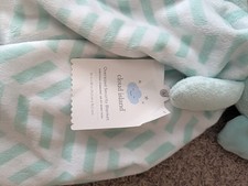 CLOUD ISLAND Green Elephant Baby Blanket Plush Lovey Satin Trim 29"