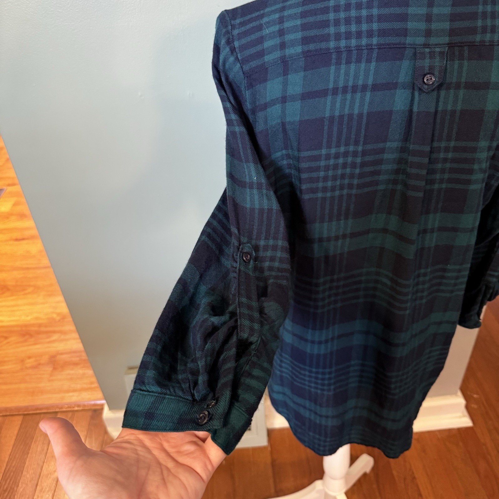 FUN2FUN Mackenzie Split Neck Henley Top- Blue/Gre… - image 6