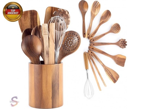 HanseküChe KüChenhelfer Set Aus Holz - Grillzange, Schneebesen, Pfannenwender, H-image