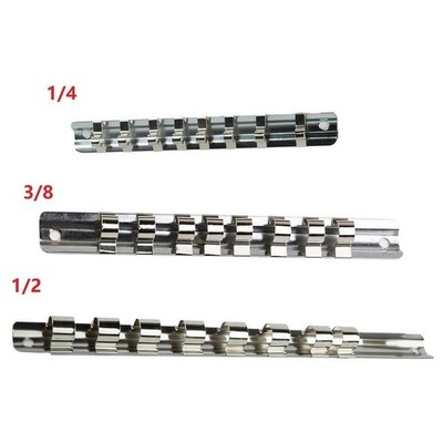 Socket Storage Rack Holder Iron On Rail Organizer Silver Socket Wrenches