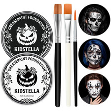 Black White Face Body Paint, Oil Based Halloween Makeup Set with Brushes