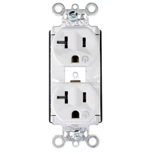 PASS & SEYMOUR PT5362CDW DUAL-CONTROLLED PLUGTAIL RECEPTACLE, 20A, 5-20R, WHITE