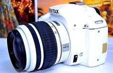 PENTAX K-X DSLR Camera Kit Compact White Tested with Lens and Accessories