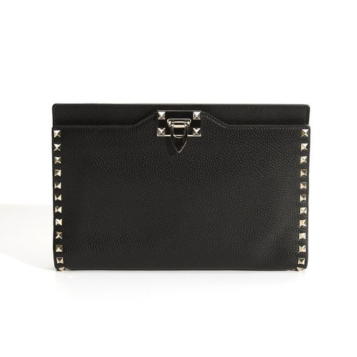 Valentino Rockstud Flap Clutch Bag Black 1W2P0X01 VSH 0NO 147834650
