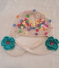 Cream Crochet 'Pigtail' Child's Hat