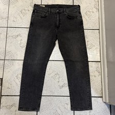 Levi  s Premium 502 Taper Selvedge Cotton Hemp Jeans Washed Black Mens Size 33x30