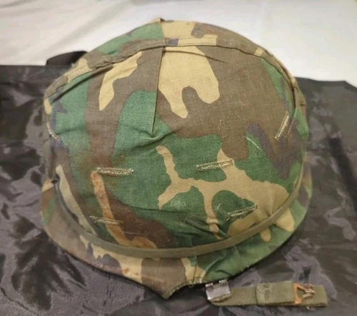 Vintage US Military M1 Helmet W/ Liner Vietnam War Era Heat Stamp 1 191 Woodland